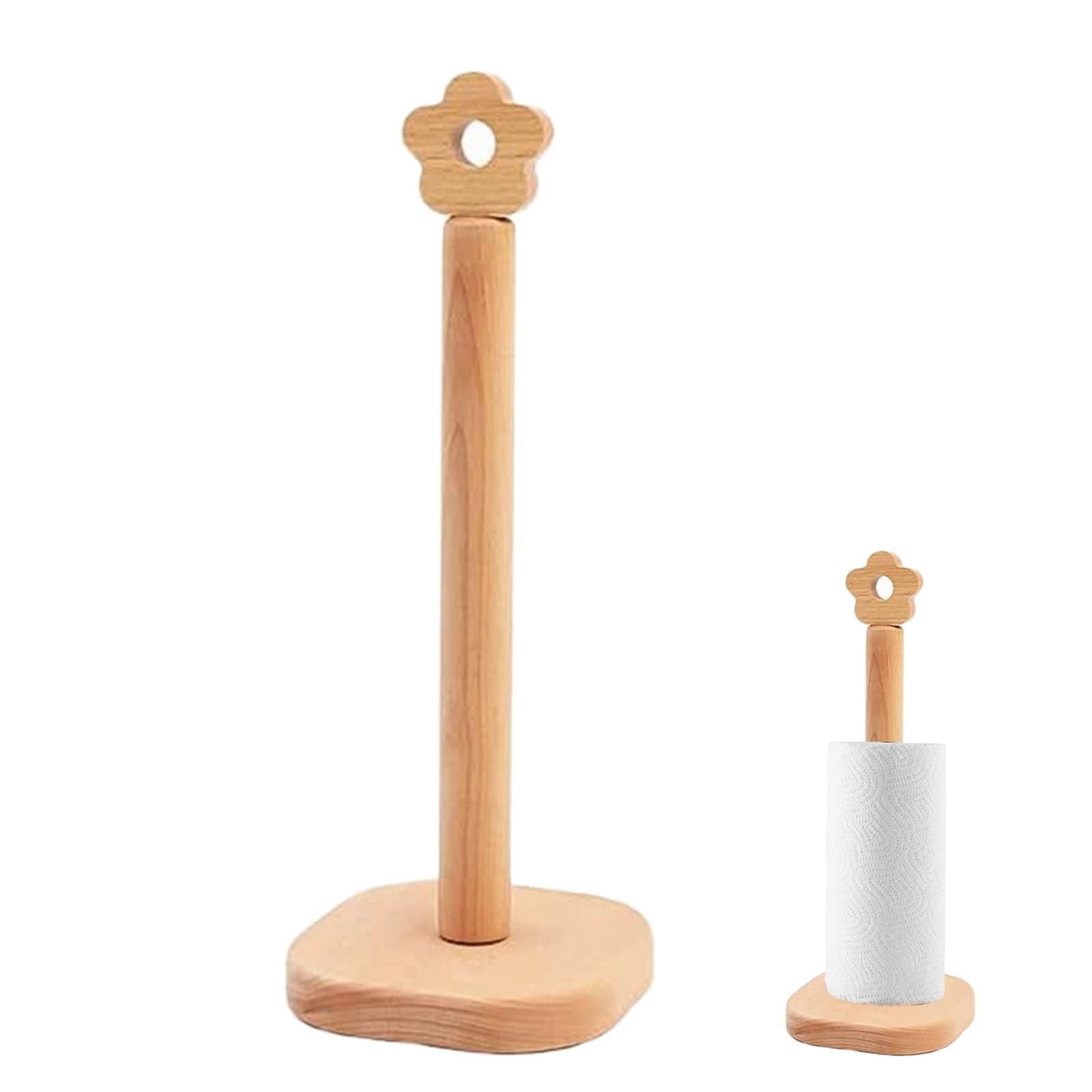 Wooden Kitchen Roll Holder Free Standing Paper Towel Holder