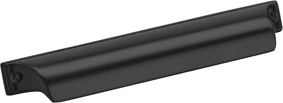 Amerock | Kitchen Cabinet Cup Pull | Matte Black | 5-1/16 in (128 mm) Center-to-Center | Jolene | 1 Pack | Furniture Hardware | Cabinet Handle | Bathroom Drawer Pull