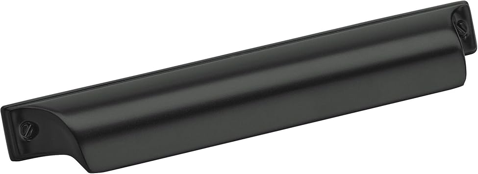 Amerock | Kitchen Cabinet Cup Pull | Matte Black | 5-1/16 in 128 mm Center-to-Center | Jolene | 1 Pack | Furniture Hardware | Cabinet Handle | Bathroom Drawer Pull