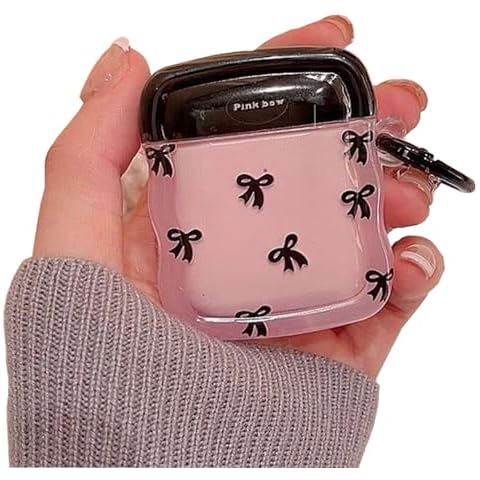 LALAPOPO Compatible with Airpods Case Cute Bow Knot Design, Soft TPU Kawaii Cartoon Protective Cover with Keychain for Girls Woman Cover for AirPods 2&1 Charging Case Cover