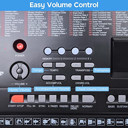 Aw 61 Key Full Size Electronic Electric Keyboard Piano Lcd Digital Display Usb Input Mp3 Demo Songs For Beginners Black #TOP4