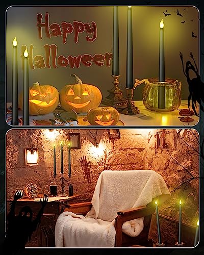 Image of Funtery 48 Pcs Flameless LED Taper Candles Battery Operated Candles Bulk Realistic LED Candlesticks Flickering for Wedding Church Party Home Decor(Black,11 Inch,Classic Style)