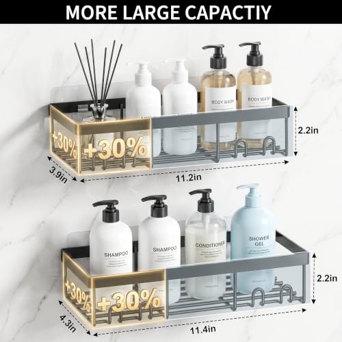 Image of Moforoco Shower Caddy Shelf Organizer Rack, Self Adhesive Black Bathroom Shelves Basket, Home Farmhouse Wall Inside Organization and Storage Decor Rv Accessories, First Camper Apartment Essentials