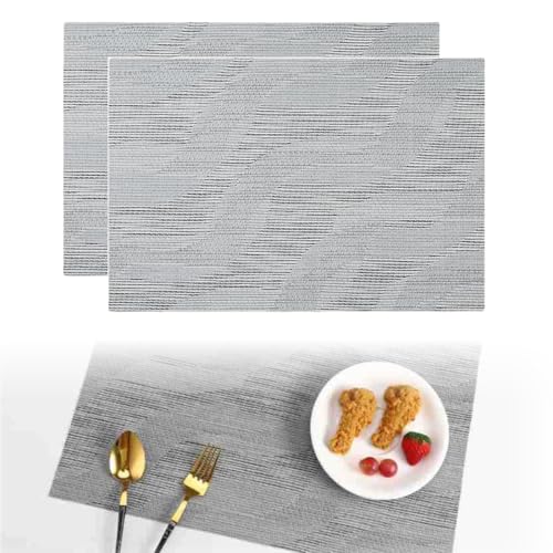 QOWUXHZ 2 Piezas Manteles Individuales Lavables Juego Manteles Individuales De Lino Antideslizantes Manteles Individuales De Doble Cara Gris 45×30Cm