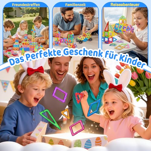 WOOBLO Magnetische Bausteine, 𝟖𝟎 𝐓𝐞𝐢𝐥𝐞 Magnetbausteine Zerlegbar – Ansicht 8