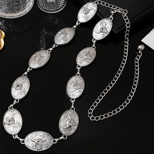 Western Metal Concho Belt for Women Western Cowgirl Chain Belts for Dresses Jeans Country Concert Outfit Belt3