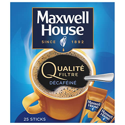 Maxwell House Café Soluble 25 Sticks Décaféiné Qualité Filtre
