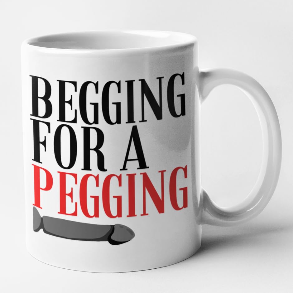 Begging for A Pegging - Novelty Funny Rude Mug (White)