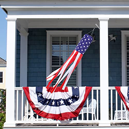 Ouddy 2 Pack American Flag Windsock, 4Th Of July Decorations Stars & Stripes Patriotic Windsock Outdoor Hanging, Fade Resistant & Tear Resistant- 35.4 Inch #TOP3
