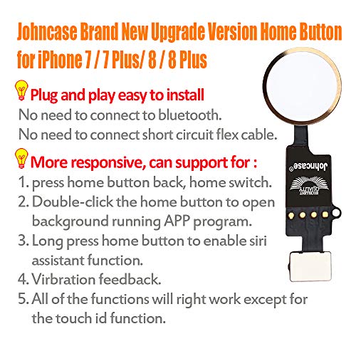 Bouton Home Flex compatible iPhone 8 Plus joint caoutchouc nappe de remplacement Or pour écran - 2