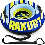 Raxurt Heavy Duty Snow Tube with Premium Canvas Cover for Kids and Adults, 48'' Inflatable Snow Sled Made by Thickened Bottom, Sledding Winter Outdoor Fun Toys for Children Boys Girls