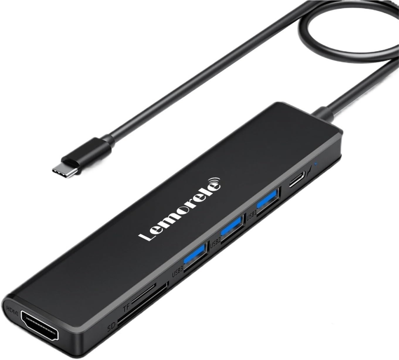 Hub USB C 7 en 1 TC90 con HDMI, 3 USB 3.0, 100W PD