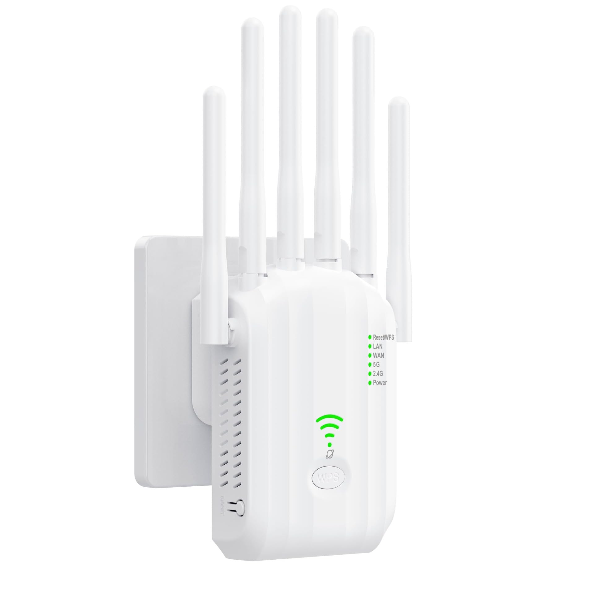 Amplificatore WiFi a 6 antenne, ripetitore fino a 1700 m² per casa antica | Elimina gli angoli morti, 2 porte LAN, configurazione rapida, compatibile con tutti i box Internet