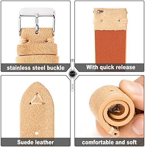 WOUKUP Quick Release Suede Leather Watch Bands Vintage Watchband for Men Watch Strap 18mm 19mm 20mm 21mm 22mm 24mm — view 2