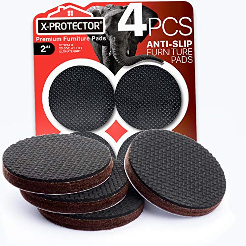 Non-Slip Furniture Grippers X-PROTECTOR Premium 4 pcs 2inch Furniture Pads! Best SelfAdhesive Rubber Feet for Furniture Feet Deal Non-Skid Furniture Floor Protectors for Fixation in Place Furniture
