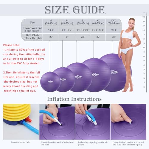 Image of Soft Exercise Ball, Yoga Pregnancy Ball Chair, Pilates Equipment with Pump