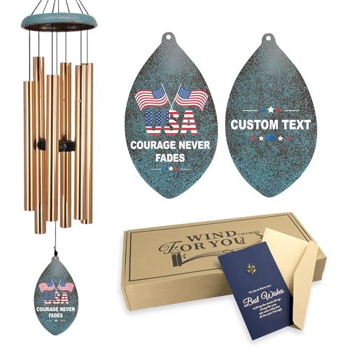Image of Personalized Wind Chimes Memorial Gifts for US Veteran, Custom Wind Chimes Memory Gifts for Military, Sympathy Windchime for Soldiers in Navy, Air Force, Army(Produced in Texas)