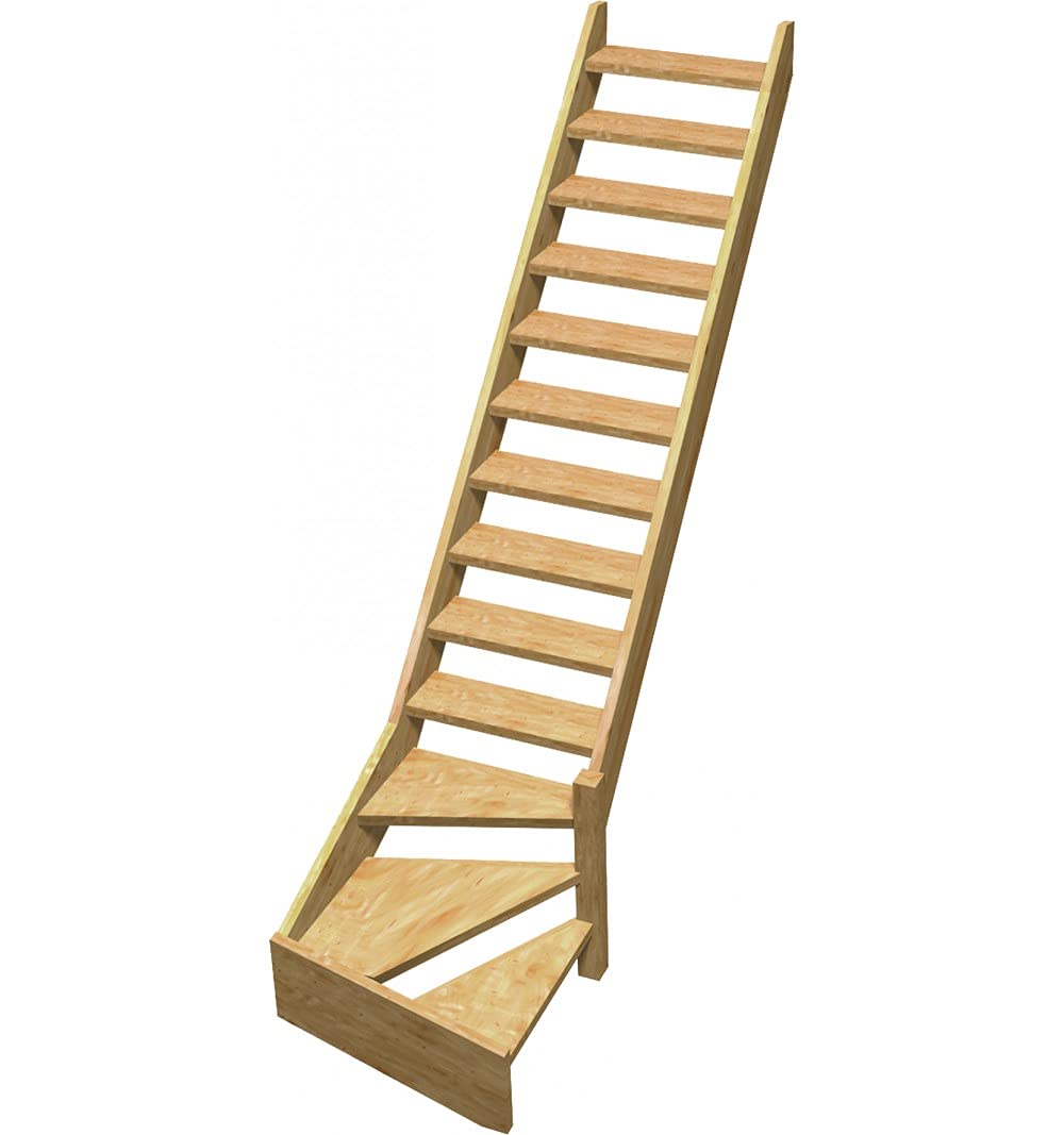 Escalier de meunier 1/4 tournant droit en sapin NORMANDIE