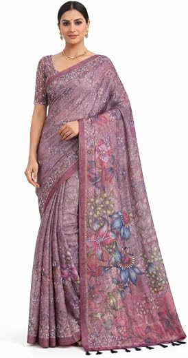 Tissue Cotton Saree for Women Soft Lightweight Breathable Saree with Blouse Piece Daily Wear Office Casual Elegant Summer ...