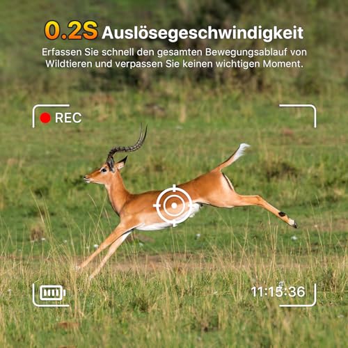 EUKI Wildkamera mit Bewegungsmelder Nachtsicht,2,7K 48MP Wildtierkamera WLAN mit Handyübertragung...