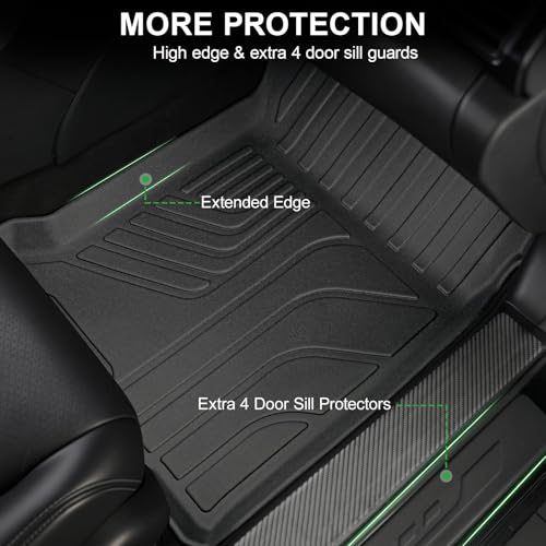 Image of Floor Mats for 2013-2017 Honda Accord Sedan (Not for Vinyl Floors), TPE All Weather Durable Floor Liners Door Sill Guards for Accord Accessories