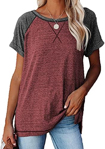 Aaearefu Women Fashion Casual Short Sleeve Crew Neck T-Shirts Summer Loose Color Block Patchwork Cotton Tops 1 Aaearefu Women Fashion Casual Short Sleeve Crew Neck T-Shirts Summer Loose Color Block Patchwork Cotton Tops