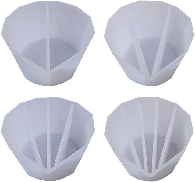 Cdemiy Acrylic Paint Pour Split Cup, 4pcs Reusable Silicone Split Cup for Paint Pouring, Multi Channel Paint Mixing Cups, for Resin Art Drawing DIY Paint Resin Paint Pouring Supplies Tools