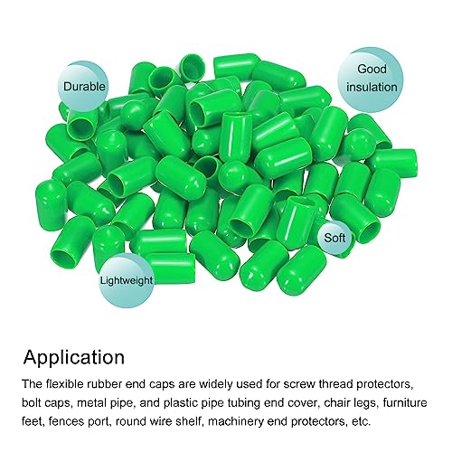 Image of MECCANIXITY 100pcs 5 /16 inch(8mm) Rubber End Caps Cover PVC Vinyl Screw Thread Protector Round Wire Shelf Caps for Screw Bolt Pipe Fence Post, Green