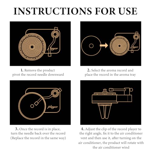 Image of KVAEY 2 PCS Car Air Fresheners Vent Clips, Retro Style Record Player Car Air Fresheners Vent Clips, Rotatable Fragrance Diffusers Clips Include 12 Aroma Tablets for Music Lover
