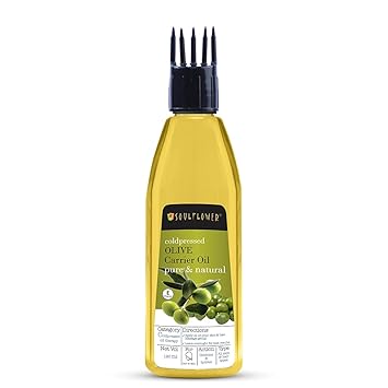 Soulflower Cold-Pressed Olive Oil | Hair Growth, Skin Nourishment, Fine Lines & Wrinkles, Makeup Primer | Olive Fruit, Vitamin E | Pure & Natural Olive Oil, 120ml