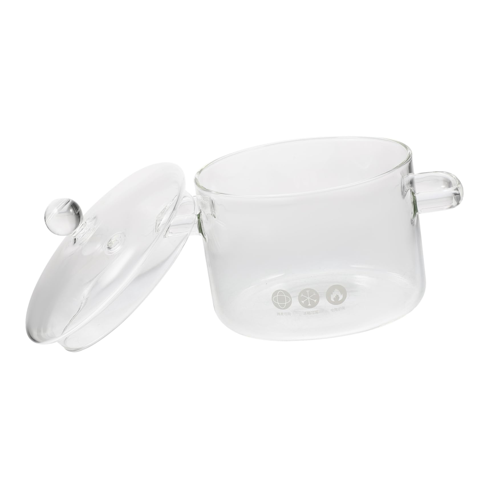 OUNONA Food Stew Pot Borosilicate Glass Stewing Pot with Lid Multi Functional Kitchen Cookware for Soup Noodle and Pasta Heat Resistant Easy to Clean for Home