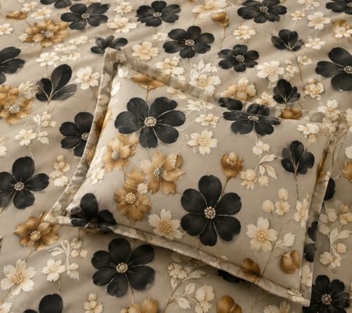 Image of 400TC 7D Cotton Feel Glace Cotton Elastic Fitted Bedsheet Queen Size || Includes 1 Double Bed Elastic Bedsheet Queen Size with 2 Pillow Covers (60 inch x 78 inch Inches, Onyx)