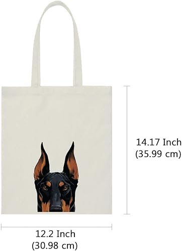 Vista 147 de WIRESTER Bolsa de lona para mujeres y niñas, bolsa de playa, comestibles y viajes, lindo perro