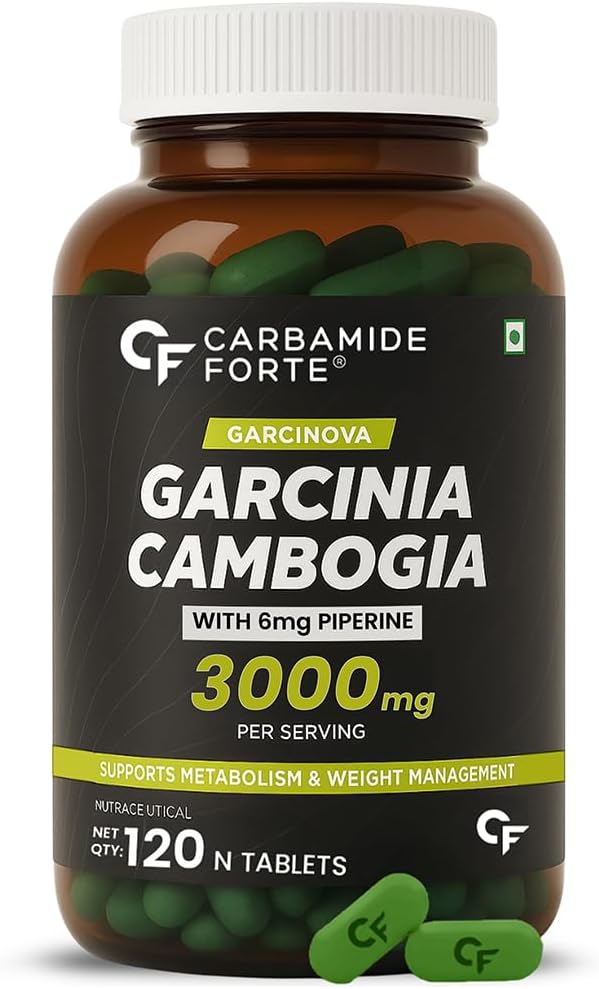 Carbamide Forte Garcinia Cambogia 3000mg 60% HCA & 6mg Piperine Per Serving | Weight Loss Supplement- 120 Veg Tablets