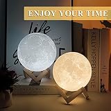 CPROSP Lampa księżycowa z nadrukiem 3D, lampa księżycowa, kula 15 cm, Lunalamp z pilotem zdalnego sterowania, lampa Moonlight z możliwością ściemniania, światło księżyca RGB 16 zmiana koloru