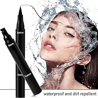 KELAV Eye Liner Noir Waterproof, Crayon Yeux Eyeliner Feutre Waterproof Tampon Eyeliner, Professional Makeup Couleur Intense Embout Ultra Tenue Longue Durée, Transpiration(Noir)