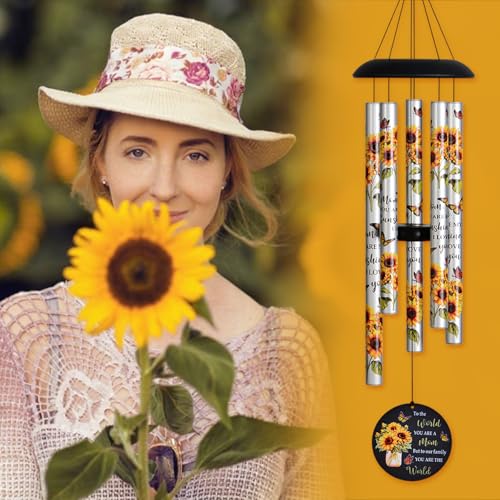 Sunflower Wind Chimes with Heartfelt Message Gift for Mom, Mother's Day Best Gifts for Mom Wind Chimes for Outside, Love Reminder Gifts for Mother Birthday Thanksgiving Christmas from Daughter Son by Suntimber - Image 6