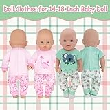 Baby Dolls Clothes for 14-18 Inch Doll, Cute Animal Theme Doll Clothes for 35-45cm Boy Girl Doll, Dinosaur Top & Pants, Koala Top & Pants, 2 Pairs Socks, Pink Doll Clothes for Kids Birthday - Image 4