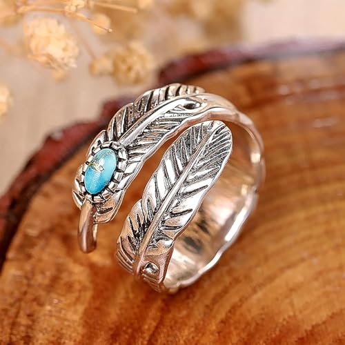Personality Retro Style Opening Rings for Women Imitation Turquoise Vintage Party Jewelry4