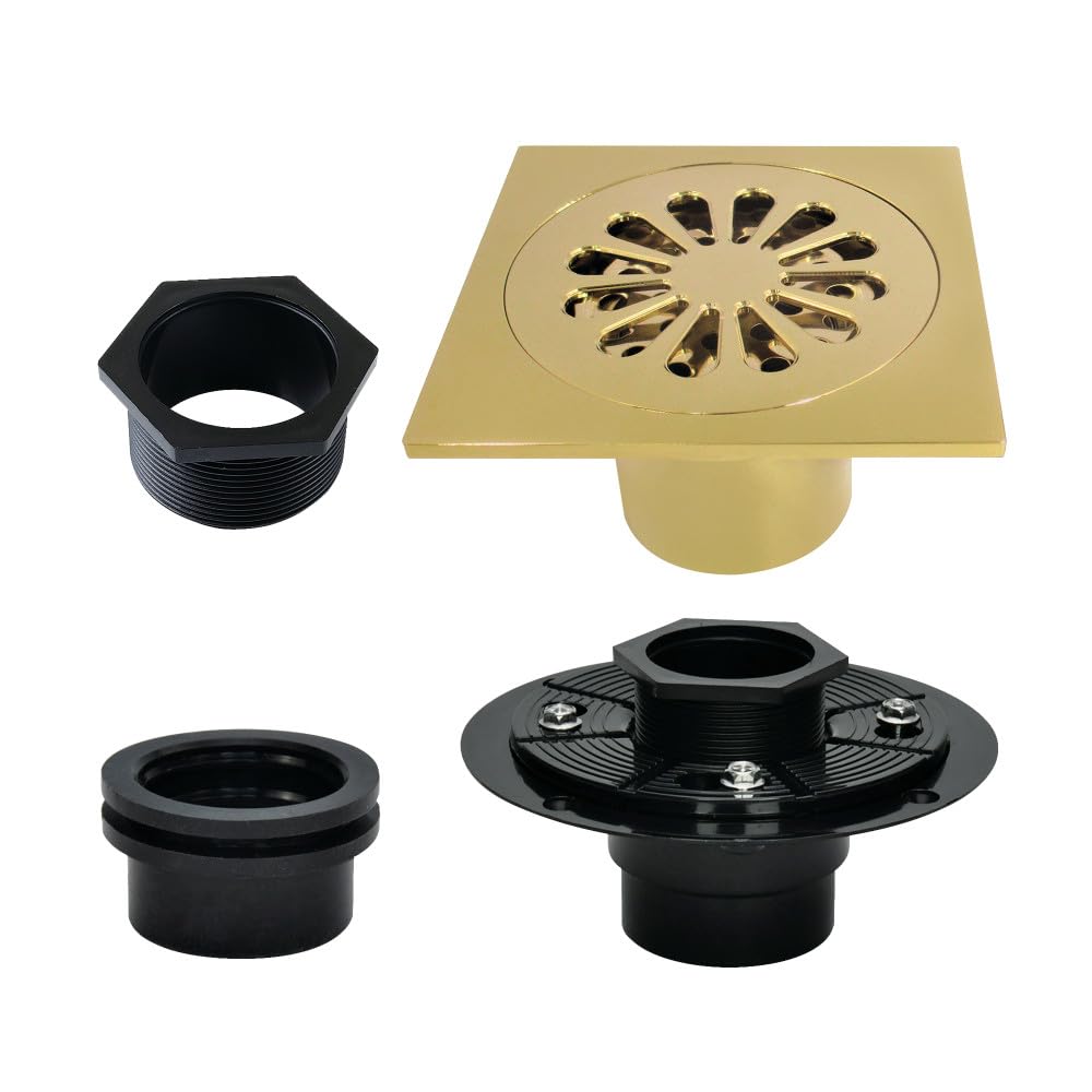 Caniveau de douche carré 10,2 cm Kingston Brass BSFK4161BB bonde de douche italienne