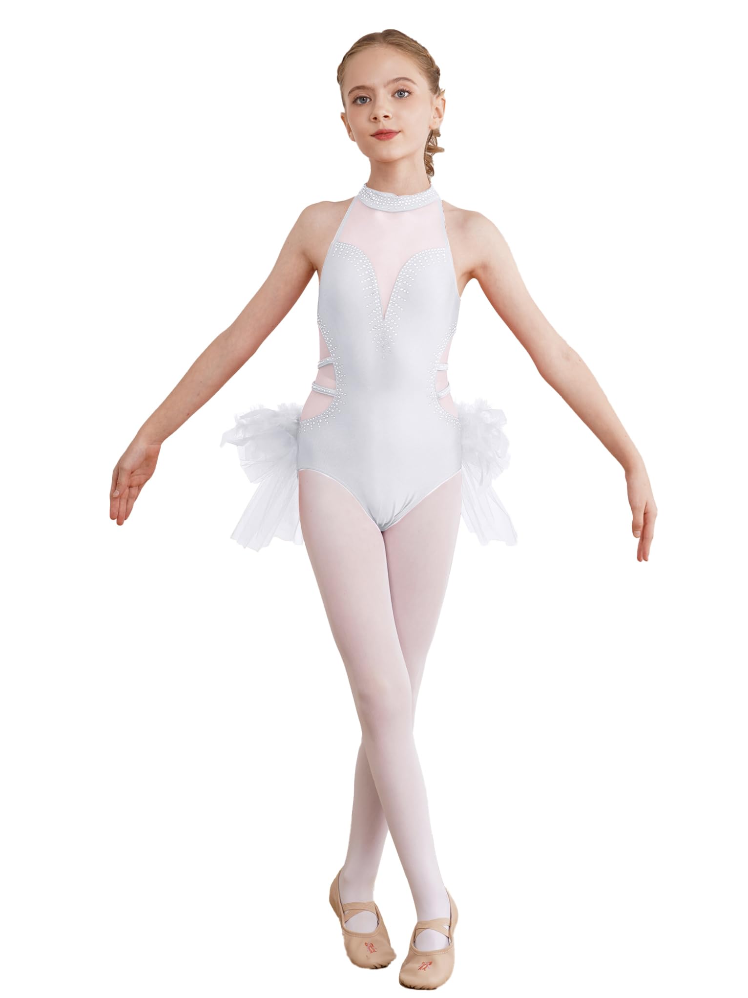 Robe Danse TTAO Pour Fille 7-16 Ans - Justaucorps Strass Tutu - Patinage, Ballet, Gymnastique - Matière Douce Et Respirante