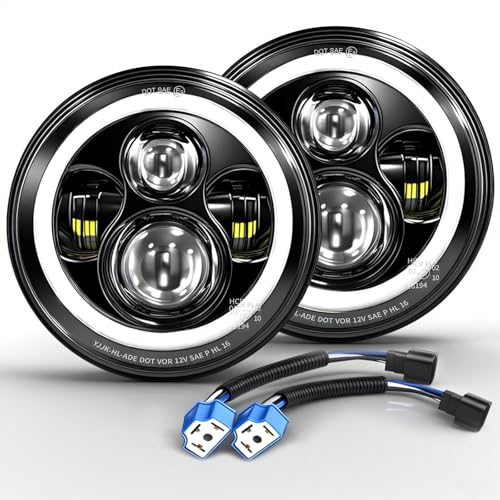 CO LIGHT 7 zoll LED scheinwerfer 150000LM, E-geprüft mit Abblendlicht Fernlicht Amber Halo Blinker, Weißem Tagfahrlicht (DRL) ，für Defender VW T3 G Klasse Wrangler TJ JK LJ Hummer