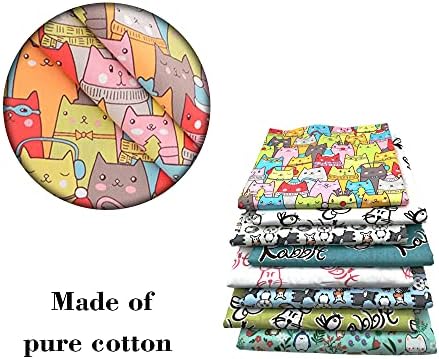 8 Pcs Cute Cartoon Animal Series 100% Cotton Fabric Printed Quilting Patchwork Fabric Square Bundles Fabric for DIY Sewing Scrapbooking,10" x 10" (25cm x 25cm)