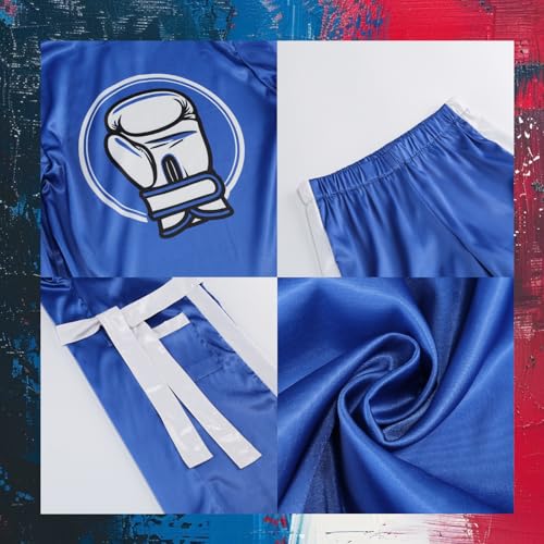 Disfraz completo de boxeador para niños 8-10 años azul miniatura 5
