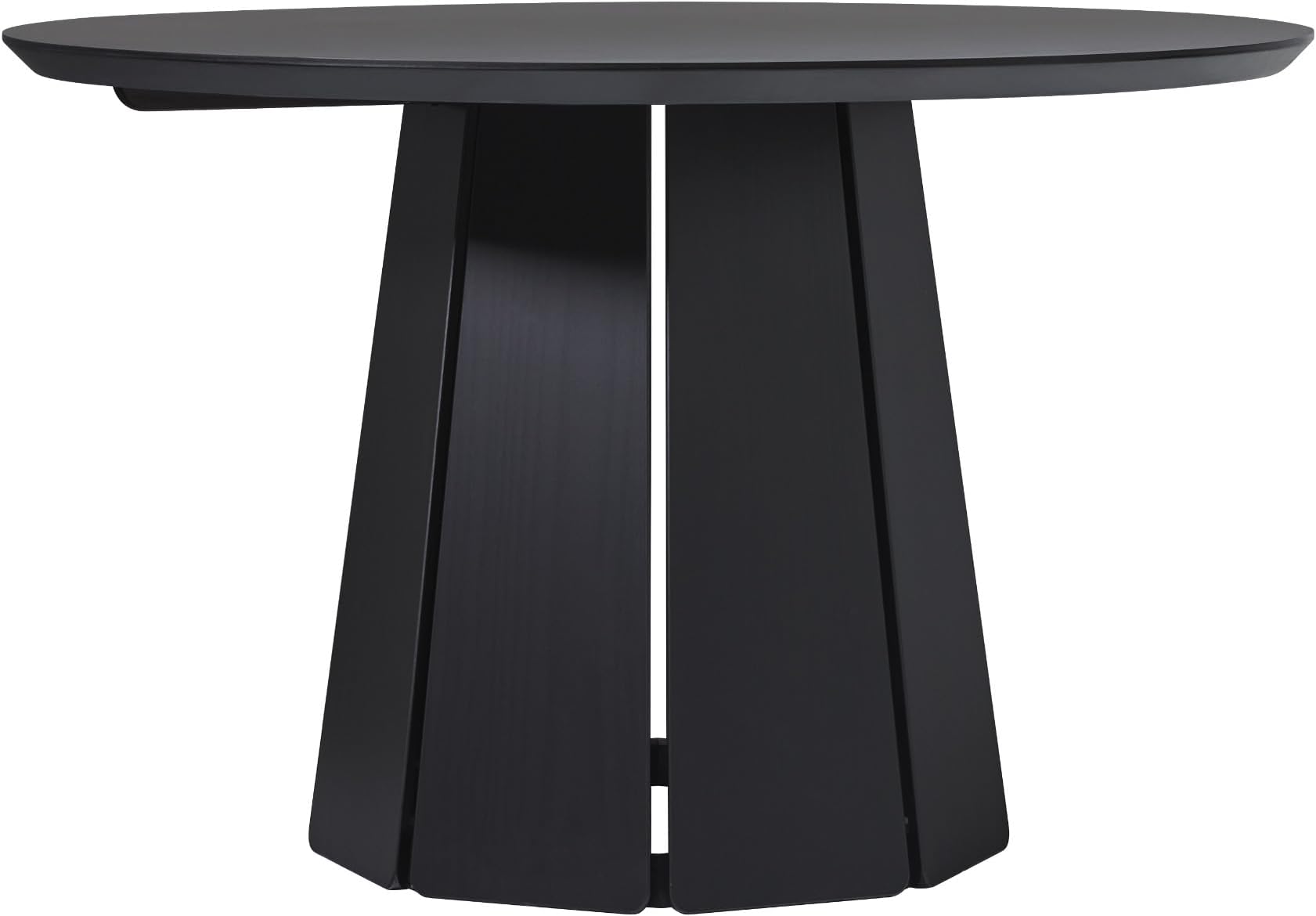 Walker Edison Modern Paneled-Wood Pedestal Base Round Top Dining Table, 48 Inch, Black