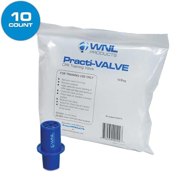 WL120ES10-ABUNDLE AED Practi-Trainer Essentials Base | For training use only, with 10 Pack Practi Valve disposable CPR Training Valve Combo Kit, durable and cost effective