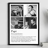 Transparent Gift Póster Definición de Papá en Blanco y Negro con Fotos Personalizadas. Cuadro Personalizado para Papá. Decoración Personalizada para el Hogar. Regalo Personalizado para Dia del Padre.