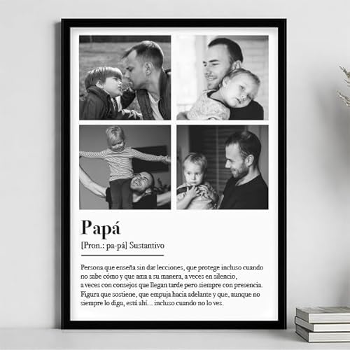 Imagen de Transparent Gift Póster Definición de Papá en Blanco y Negro con Fotos Personalizadas