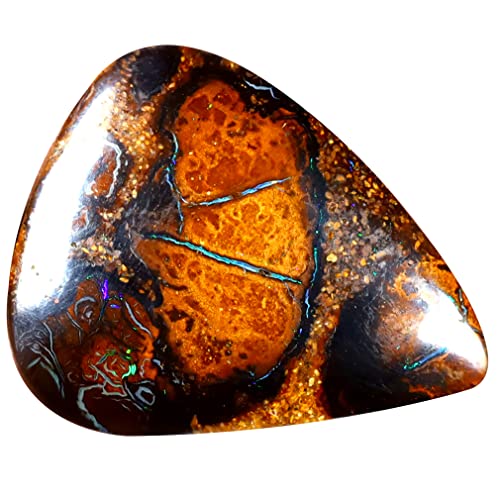 Opale Boulder d'Australie multicolore de 17.21 ct taillée en poire cabochon pour haute joaillerie