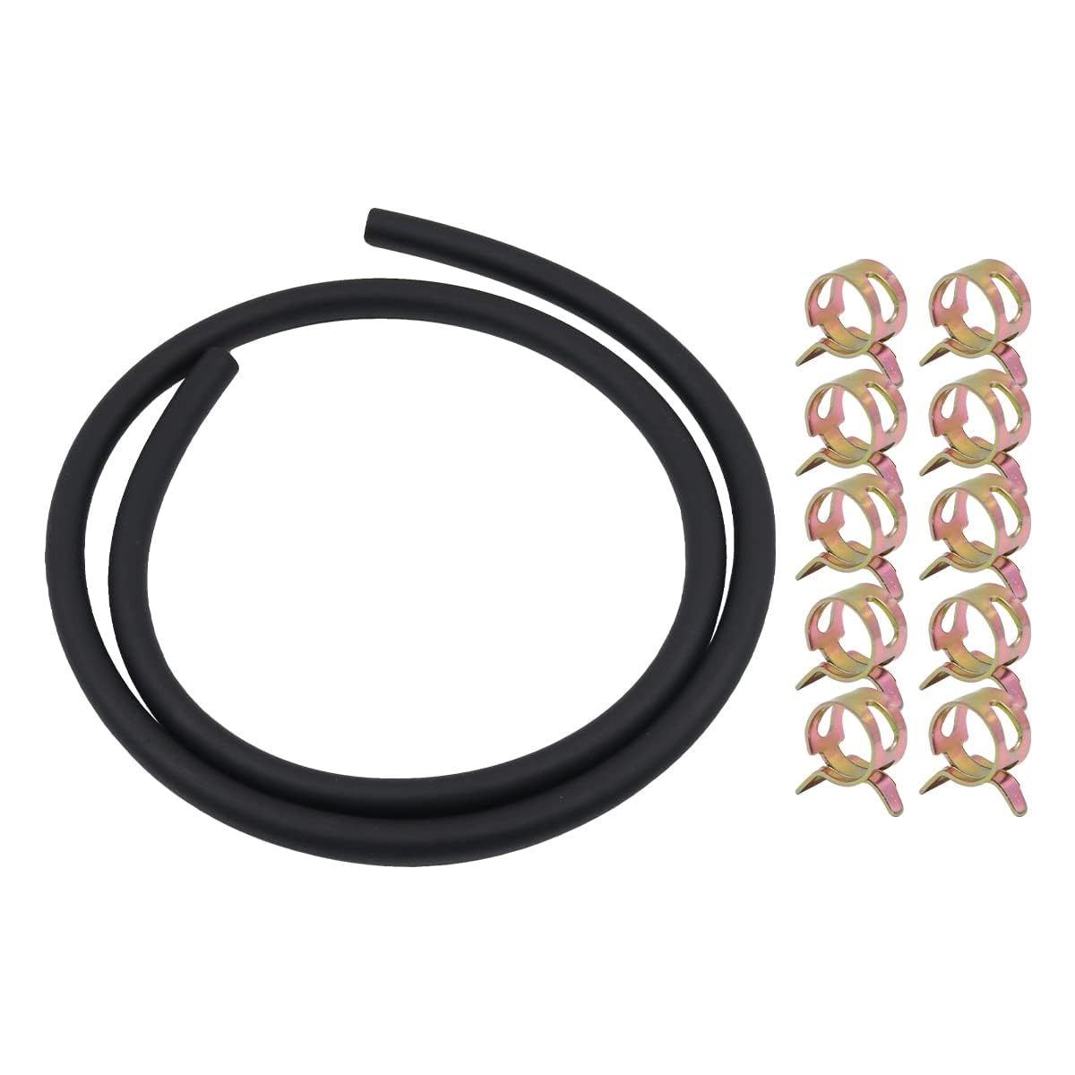Muiltvoe 1M Fuel Hose 7mm Inner with 10Pcs Hose Clamp for Boat Marine Outboard Gas Diesel Petrol